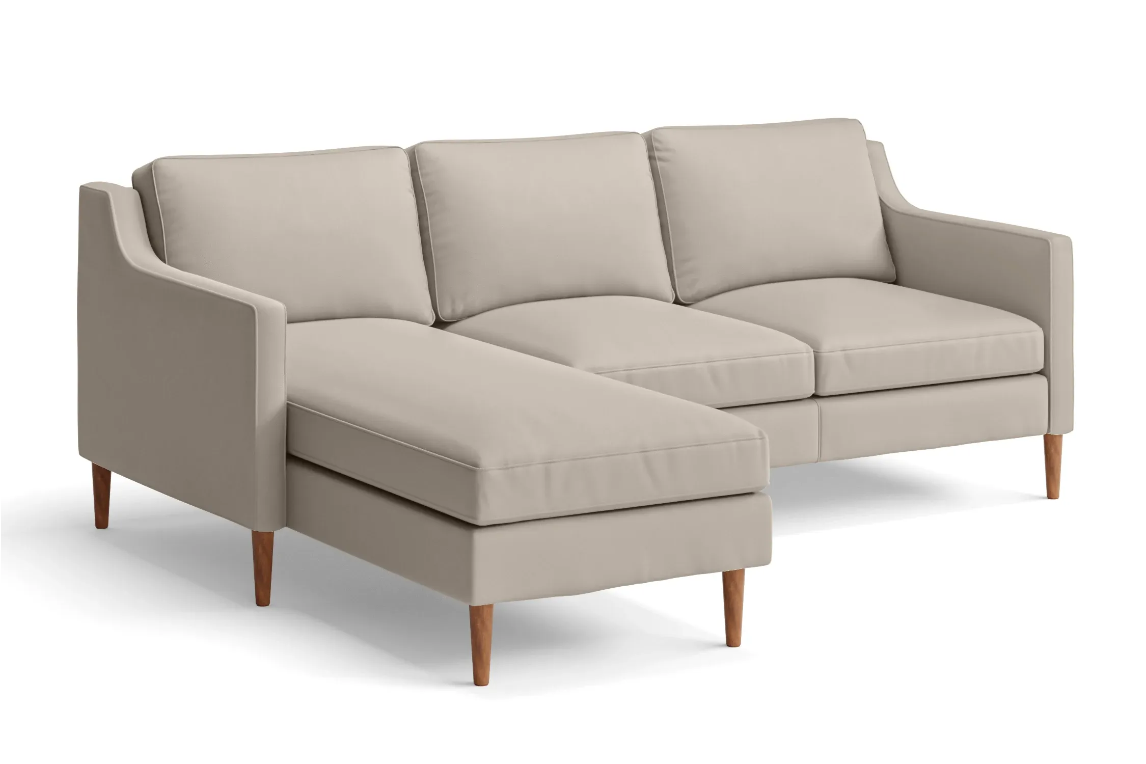 Greco 3 Seater Left Hand Facing Chaise Lounge Corner Sofa Sand Leather