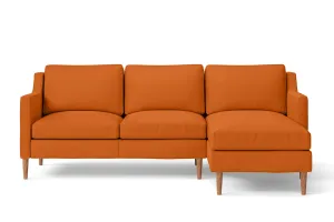 Greco 3 Seater Right Hand Facing Chaise Lounge Corner Sofa Orange Leather