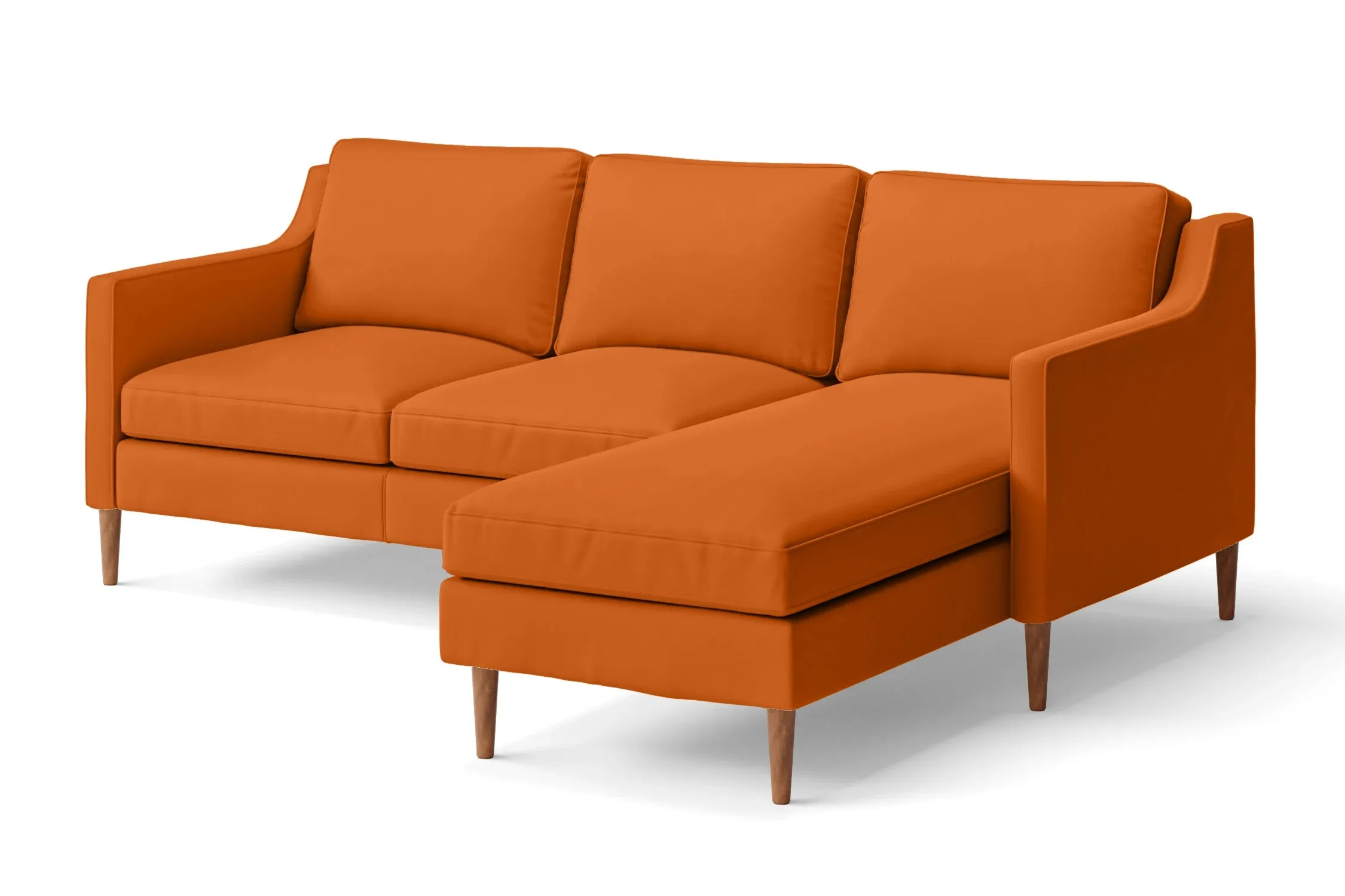 Greco 3 Seater Right Hand Facing Chaise Lounge Corner Sofa Orange Leather