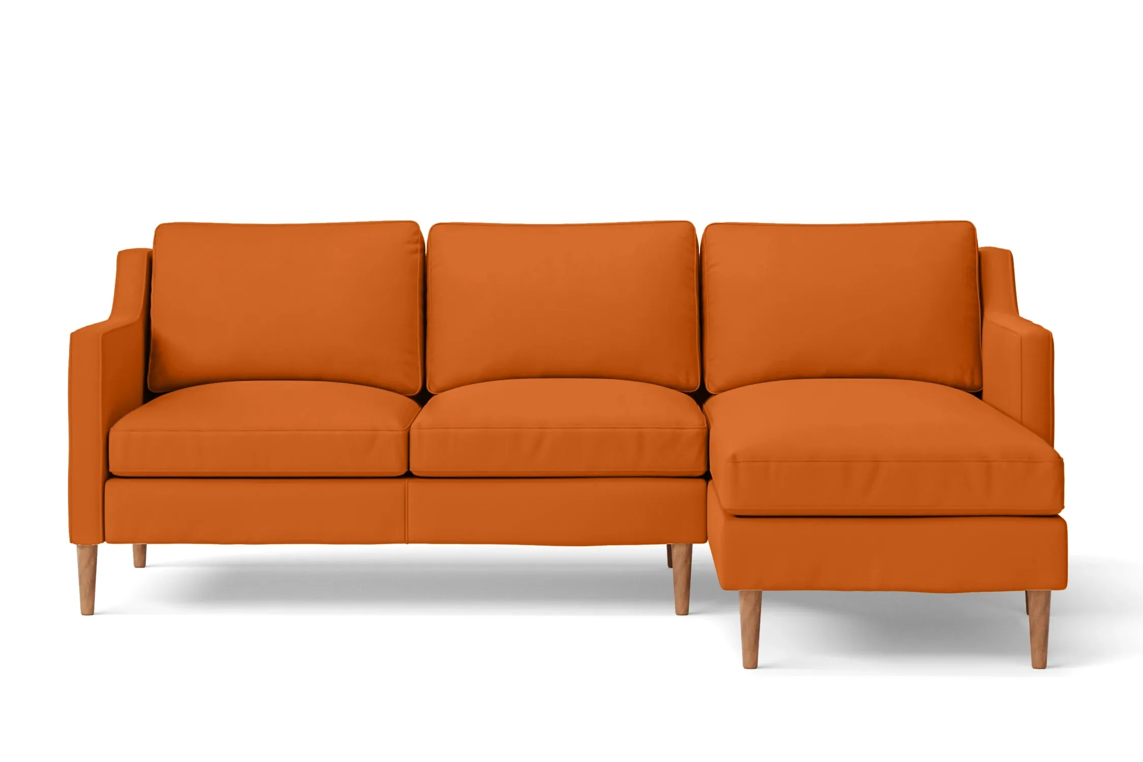 Greco 3 Seater Right Hand Facing Chaise Lounge Corner Sofa Orange Leather