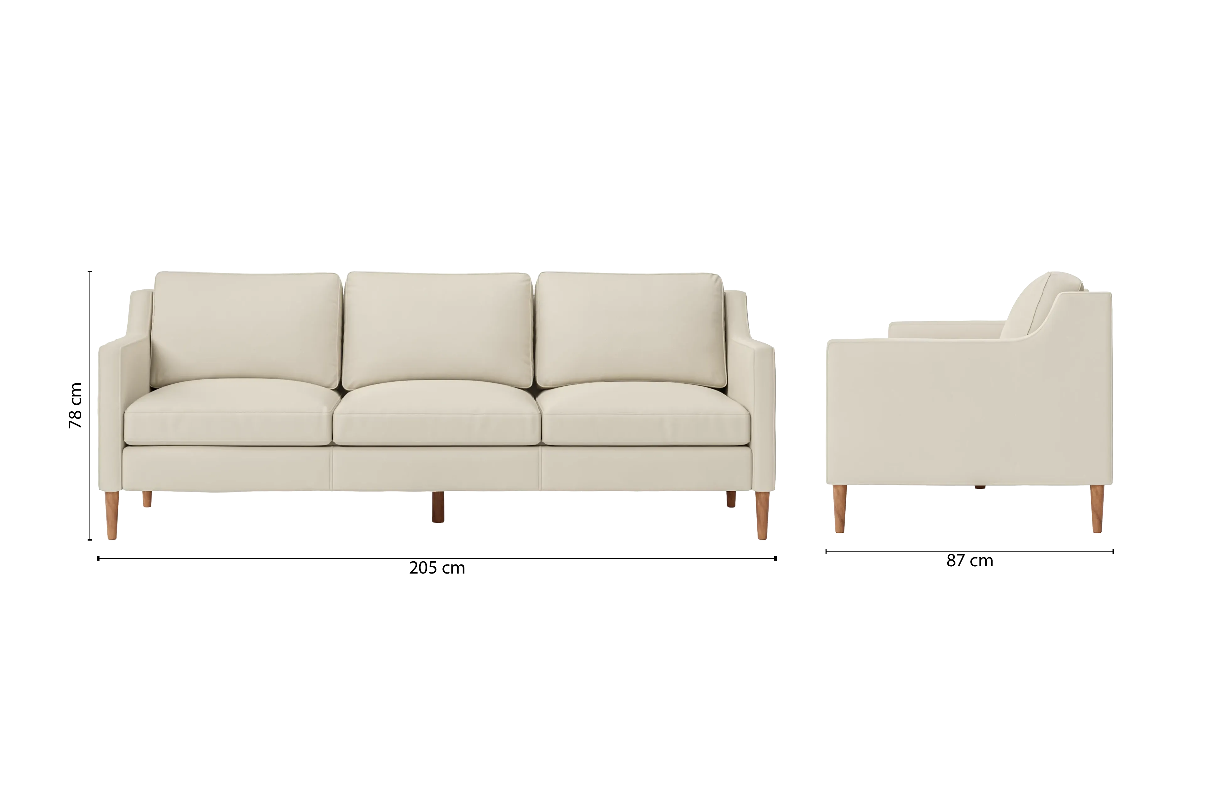 Greco 3 Seater Sofa Cream Leather