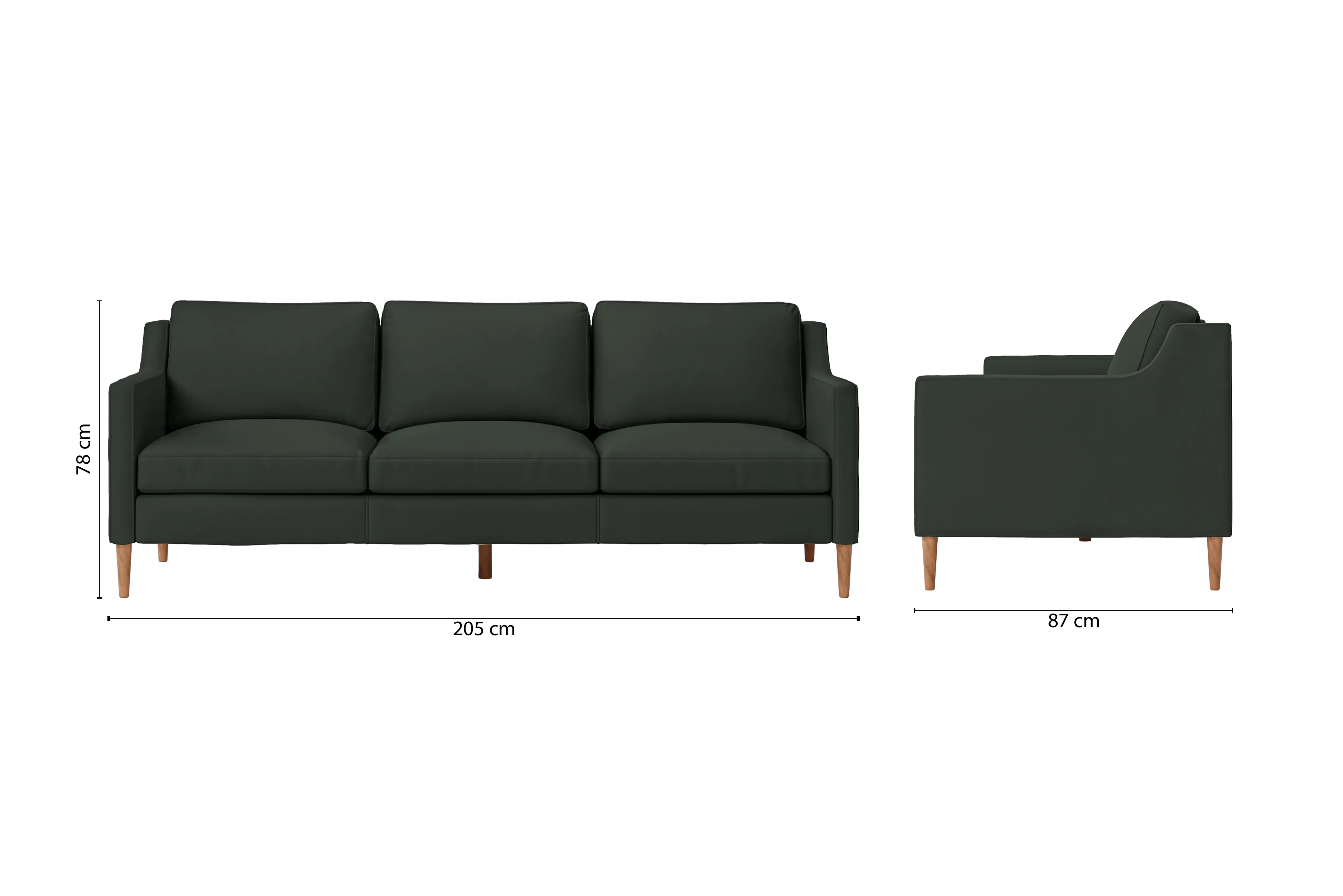 Greco 3 Seater Sofa Green Leather