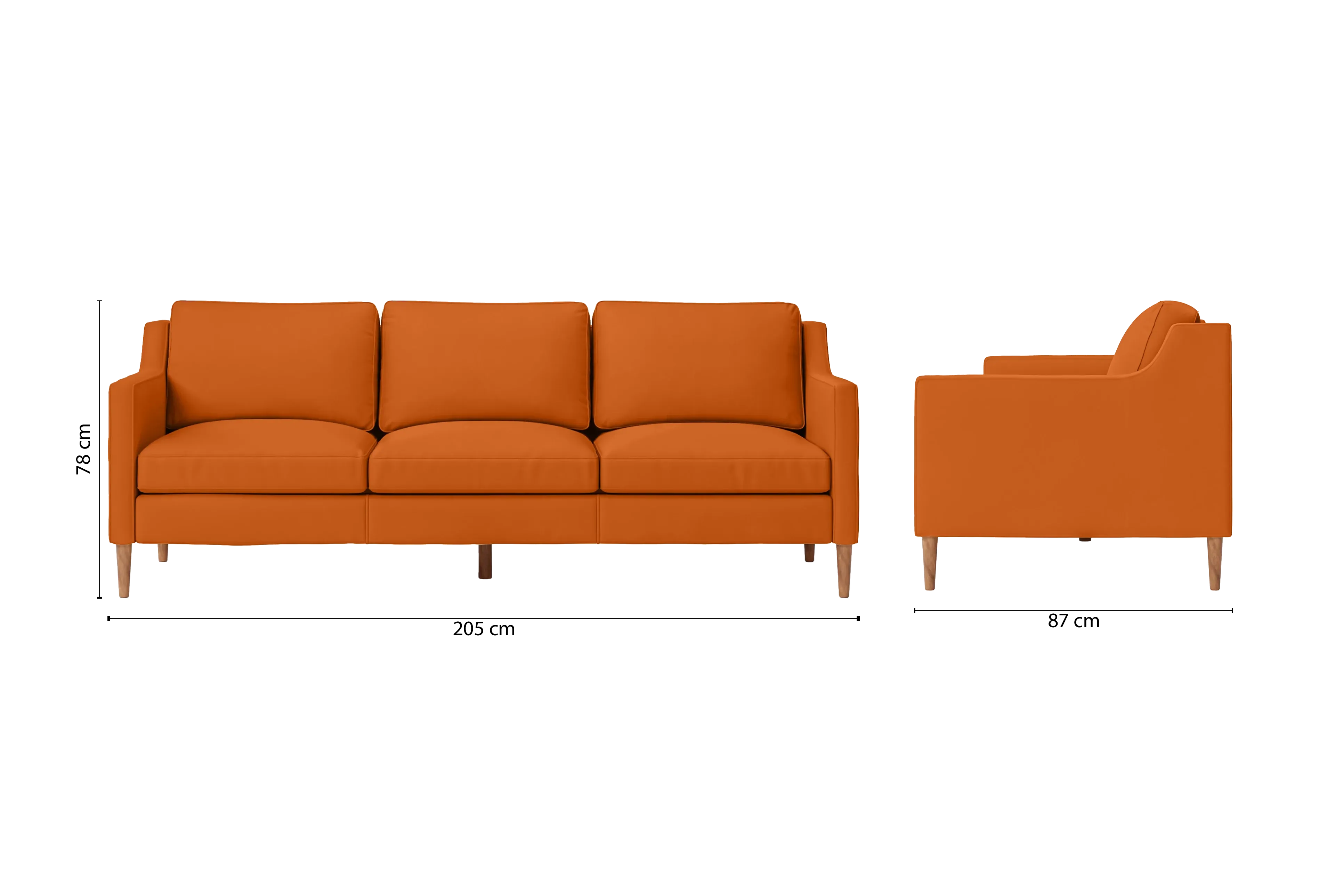 Greco 3 Seater Sofa Orange Leather