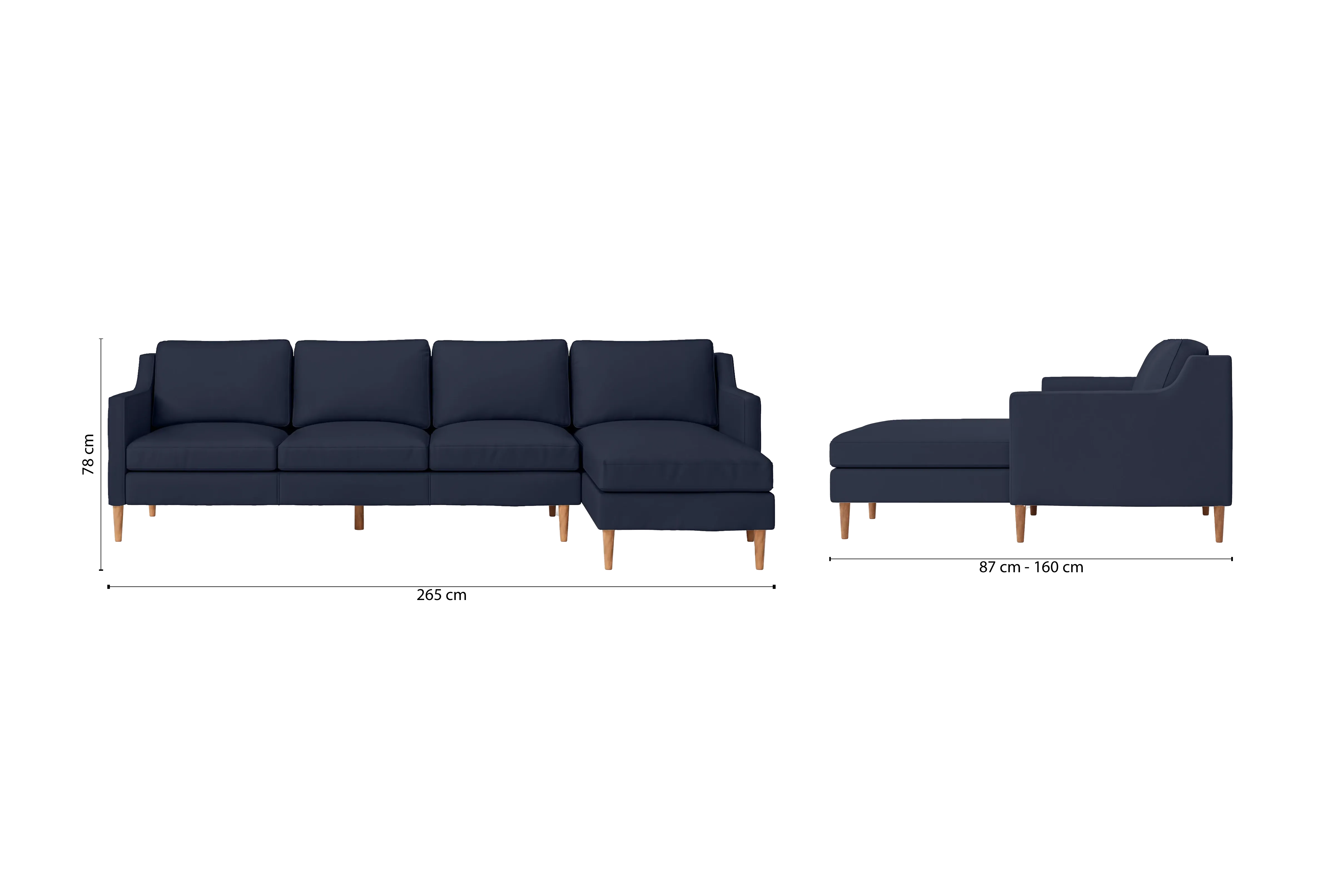 Greco 4 Seater Right Hand Facing Chaise Lounge Corner Sofa Spruce Leather