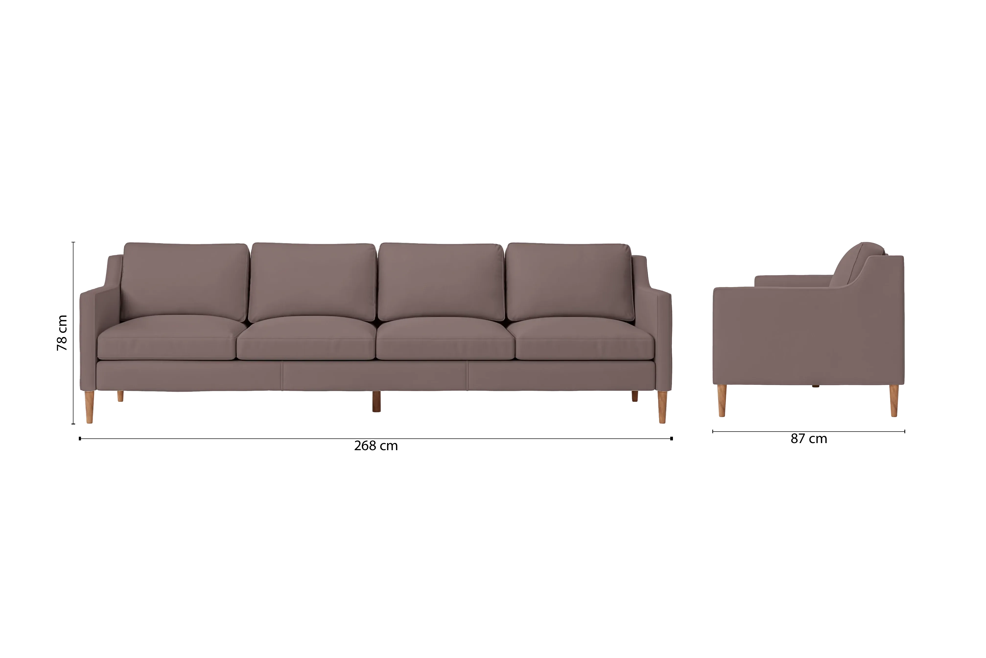 Greco 4 Seater Sofa Rose Taupe Leather