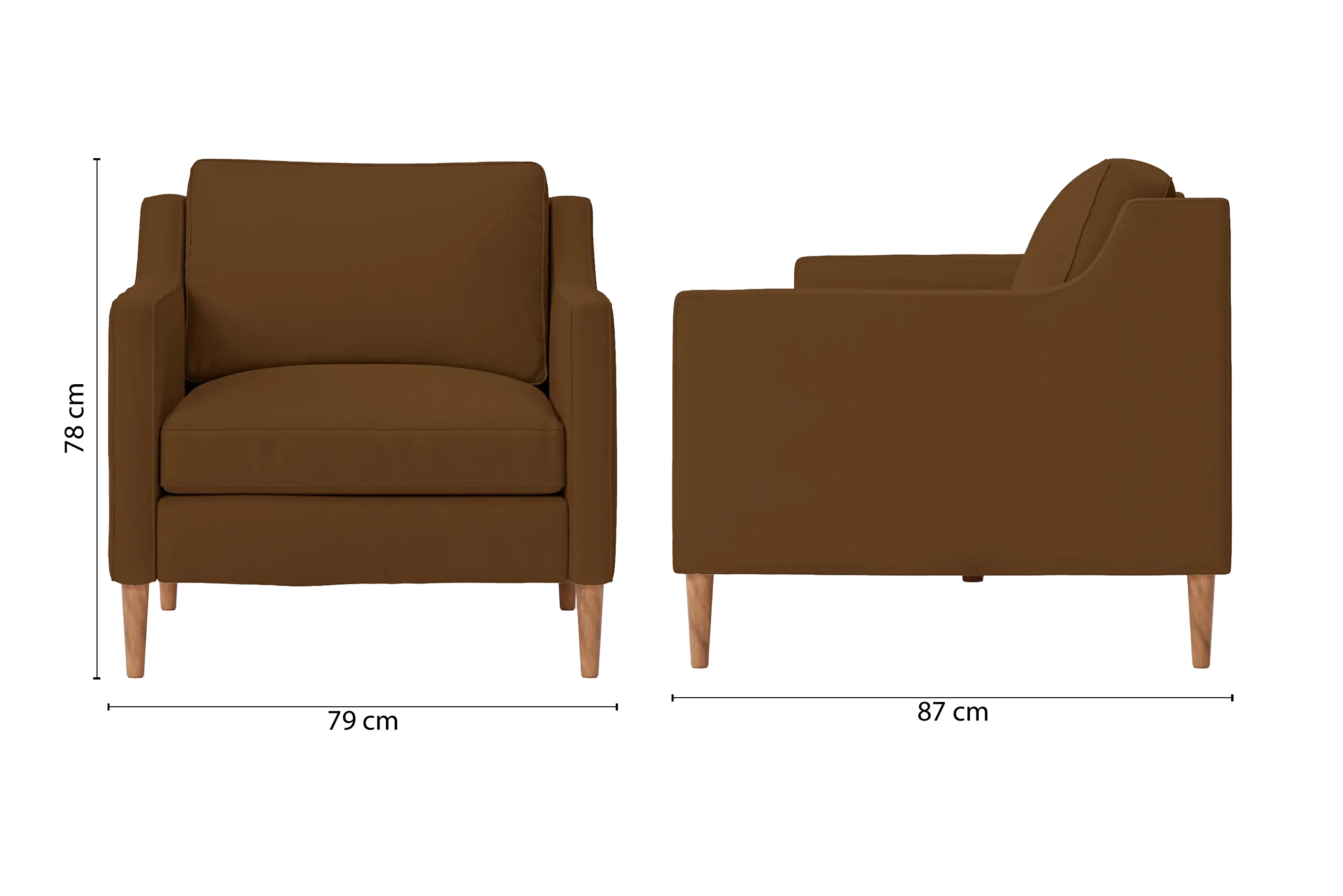 Greco Armchair Walnut Brown Leather