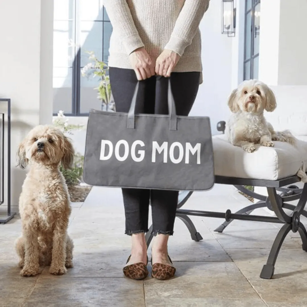 Grey Canvas Tote - Dog Mom