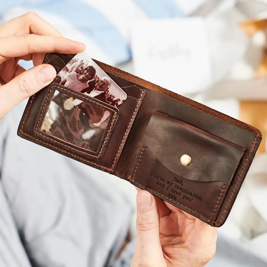 Groom Personalised Leather Wallet With Metal Photo