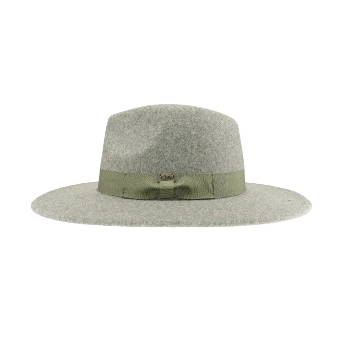 Grosgrain Bow Vegan Felt Hat in Heather Sage