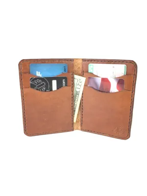 H B CARD WALLET | VERTICAL WALLET BUCK  BROWN LEATHER