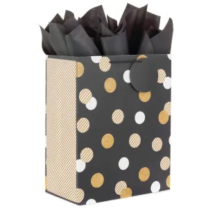 Hallmark 13'' Dots on Black Large Gift Bag With Tissue Paper