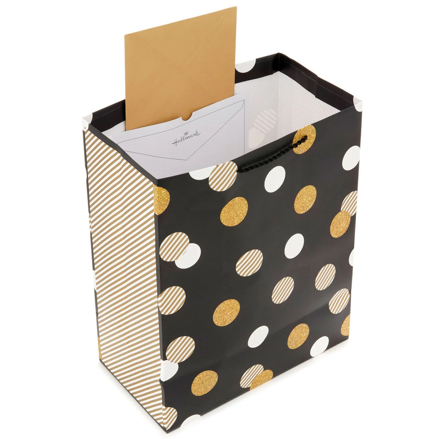 Hallmark 13'' Dots on Black Large Gift Bag With Tissue Paper