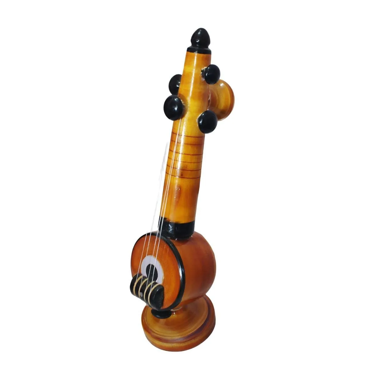 Handcrafted Wooden Veena Showpiece - Eco-Friendly Eucalyptus Wood, Perfect for Home Decoration