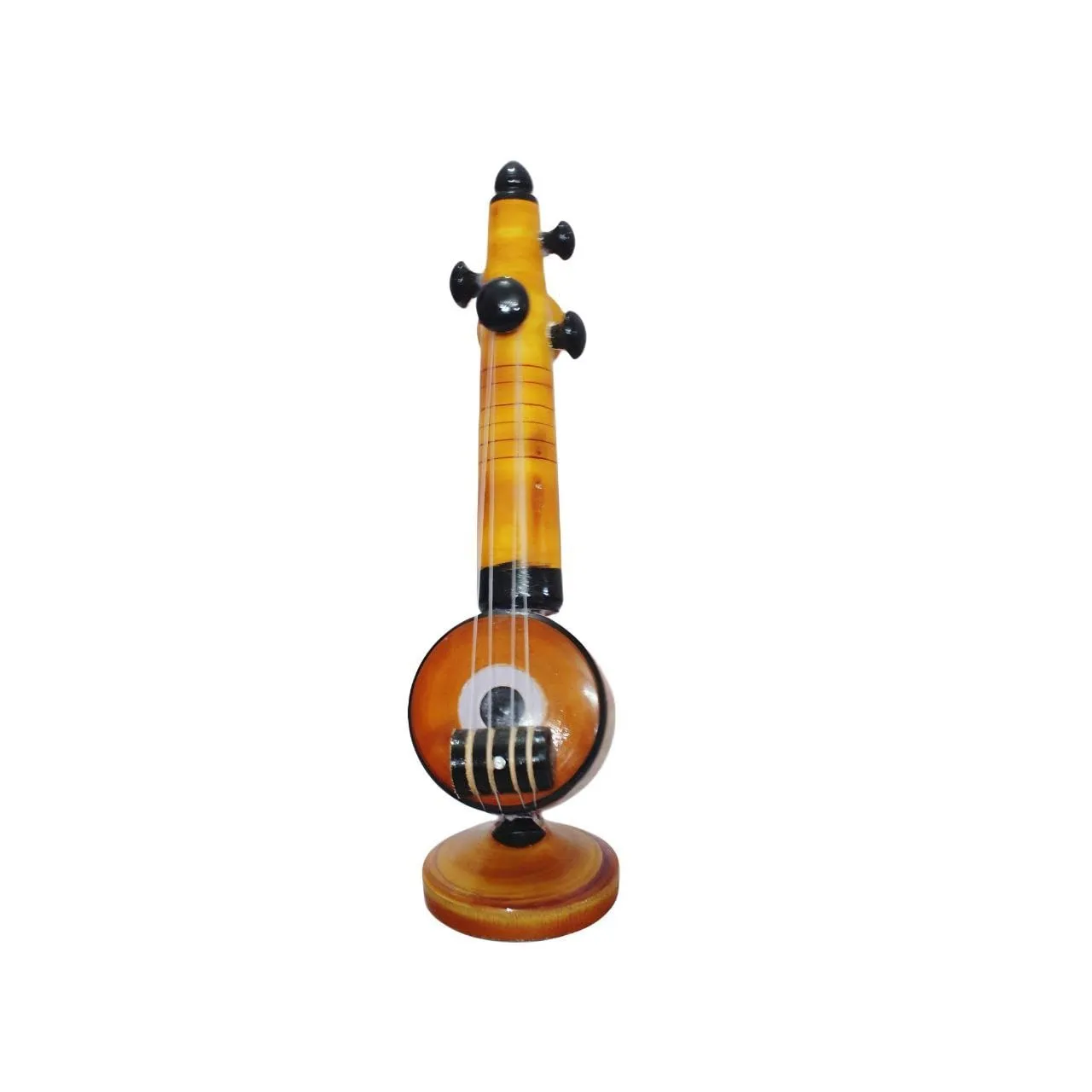 Handcrafted Wooden Veena Showpiece - Eco-Friendly Eucalyptus Wood, Perfect for Home Decoration