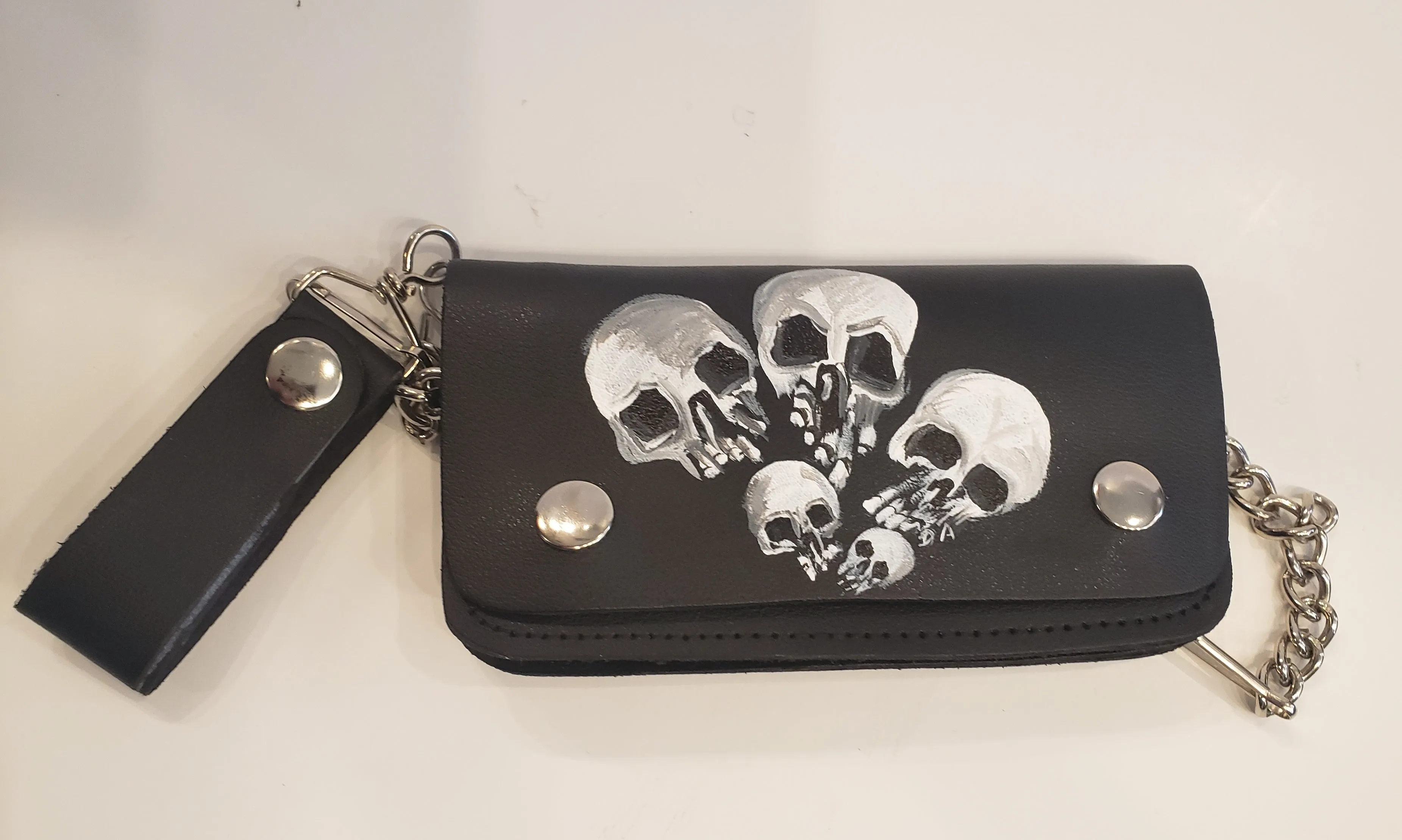 Handmade Skull Biker Wallet with Chain