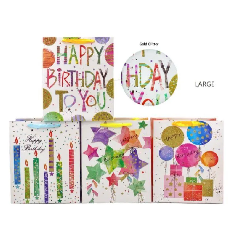 Happy Birthday Large Gift Bag - 32cm x 26cm x 12cm