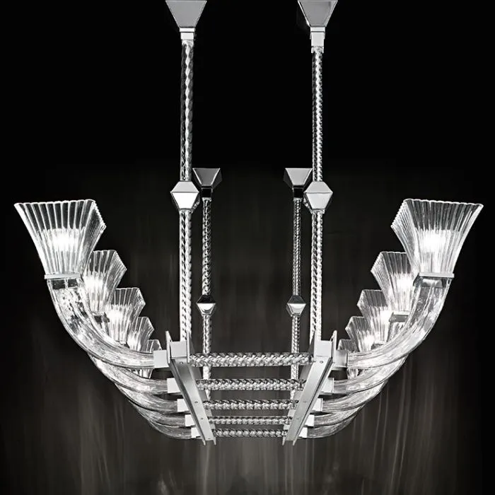 High-End Modern Dining Room Chandelier In Murano Glass