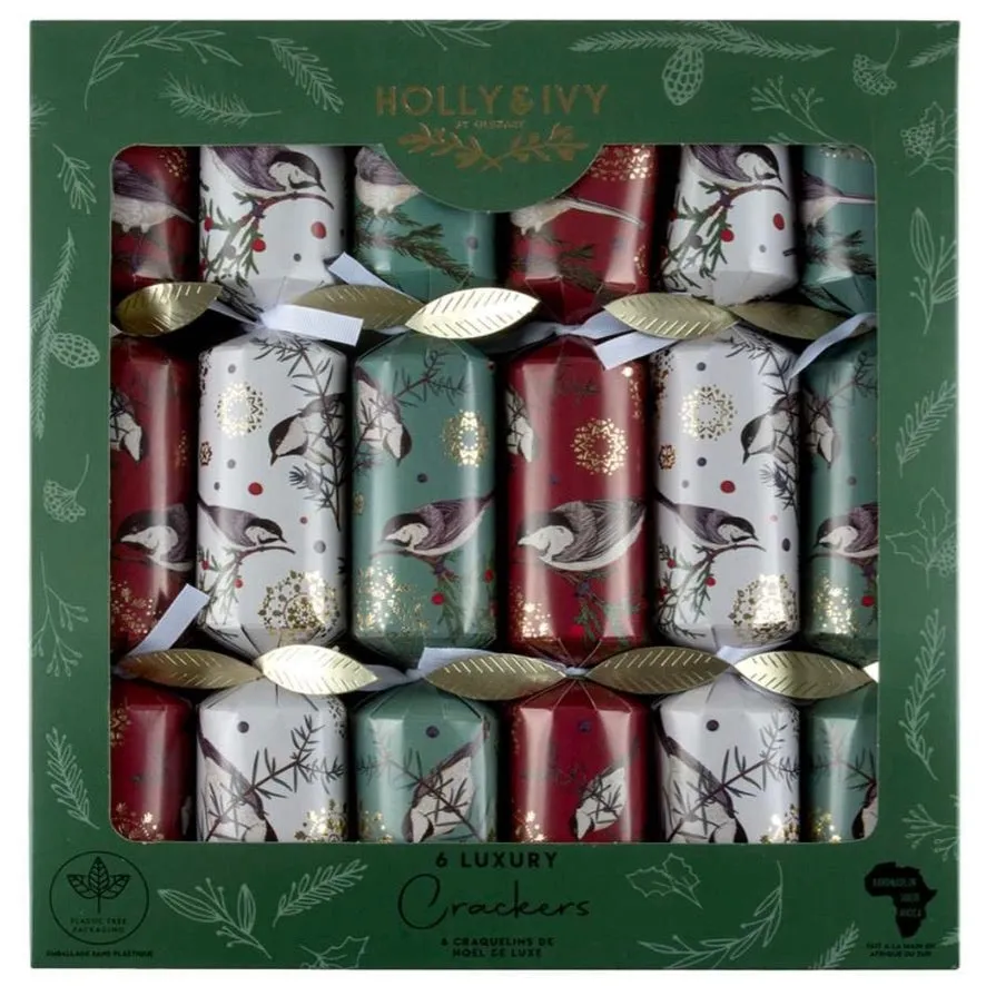 Holly & Ivy Traditional Birds Luxury Christmas Crackers