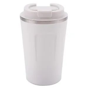 Homestic Insulated Coffee Tumbler Mug with Lid for Office, Gym & Travel | Stainless Steel Leak-Proof Thermos for Tea/Coffee/Water - Ideal for Hot & Cold Beverages | CO230204B-White