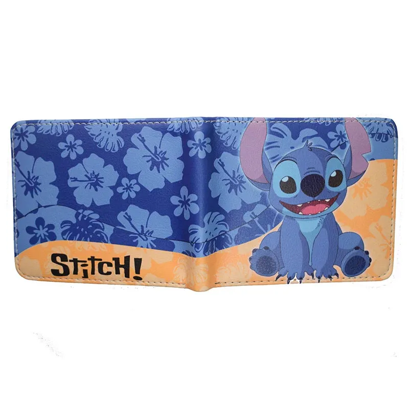 Hot Sell PU Leather Cartoon Stitch Wallet Short Purse with Coin Pocket for Young Wholesale