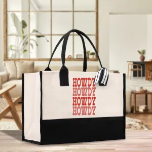 Howdy Cotton Canvas Tote Bag Cowgirl Tote Bag Western Bag Yeehaw Southern Bag Farmgirl Bag Texas Girl Howdy Bag