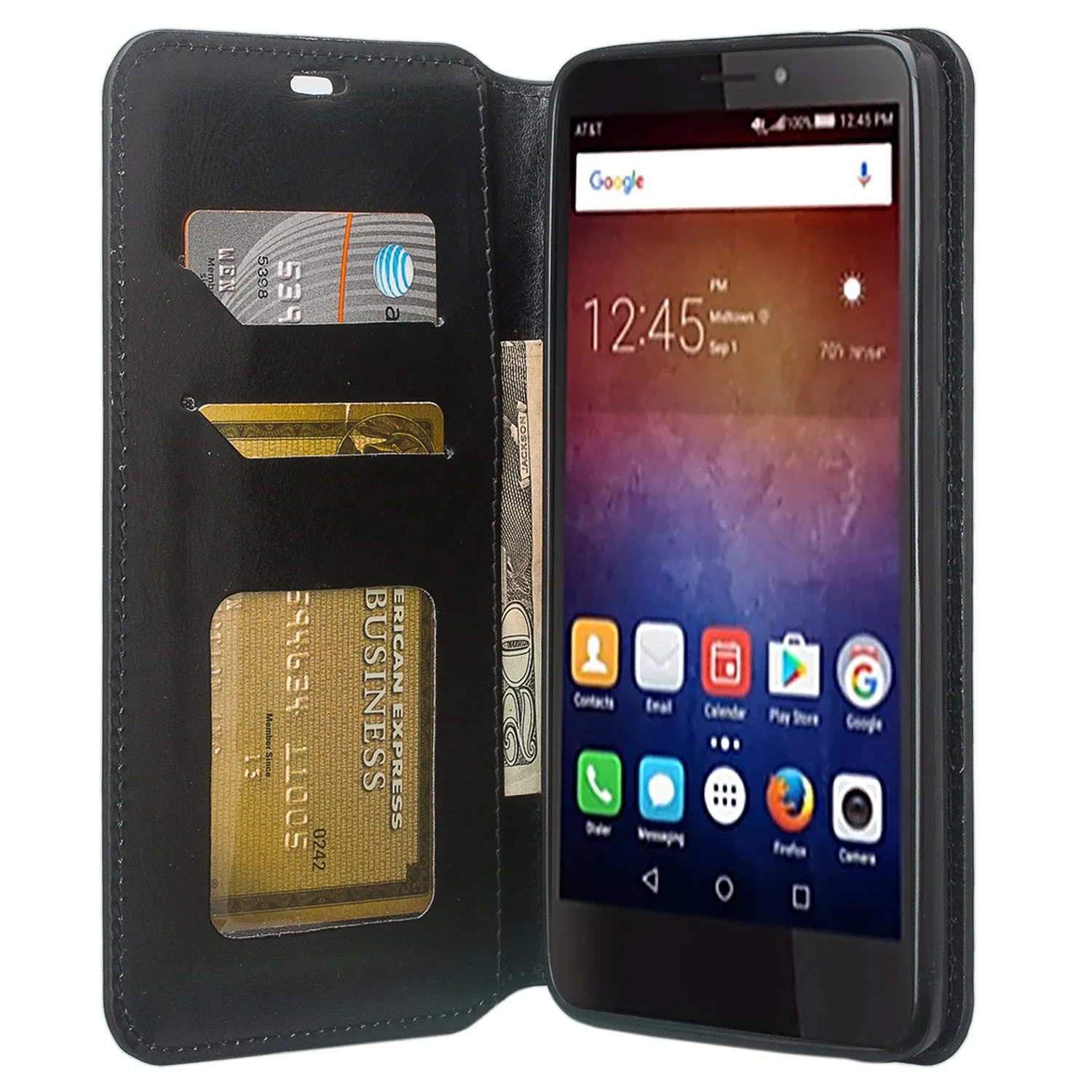 Huawei Ascend XT Case, Pu Leather Magnetic Fold[Kickstand] Wallet Case with ID & Card Slots for Ascend XT - Black