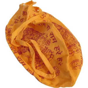 Indian Ethnic Print Saffron Gold Prayer Cotton Mala Bag Mantra Meditation