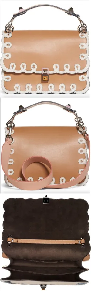 Kan I Scalloped Leather Shoulder Bag