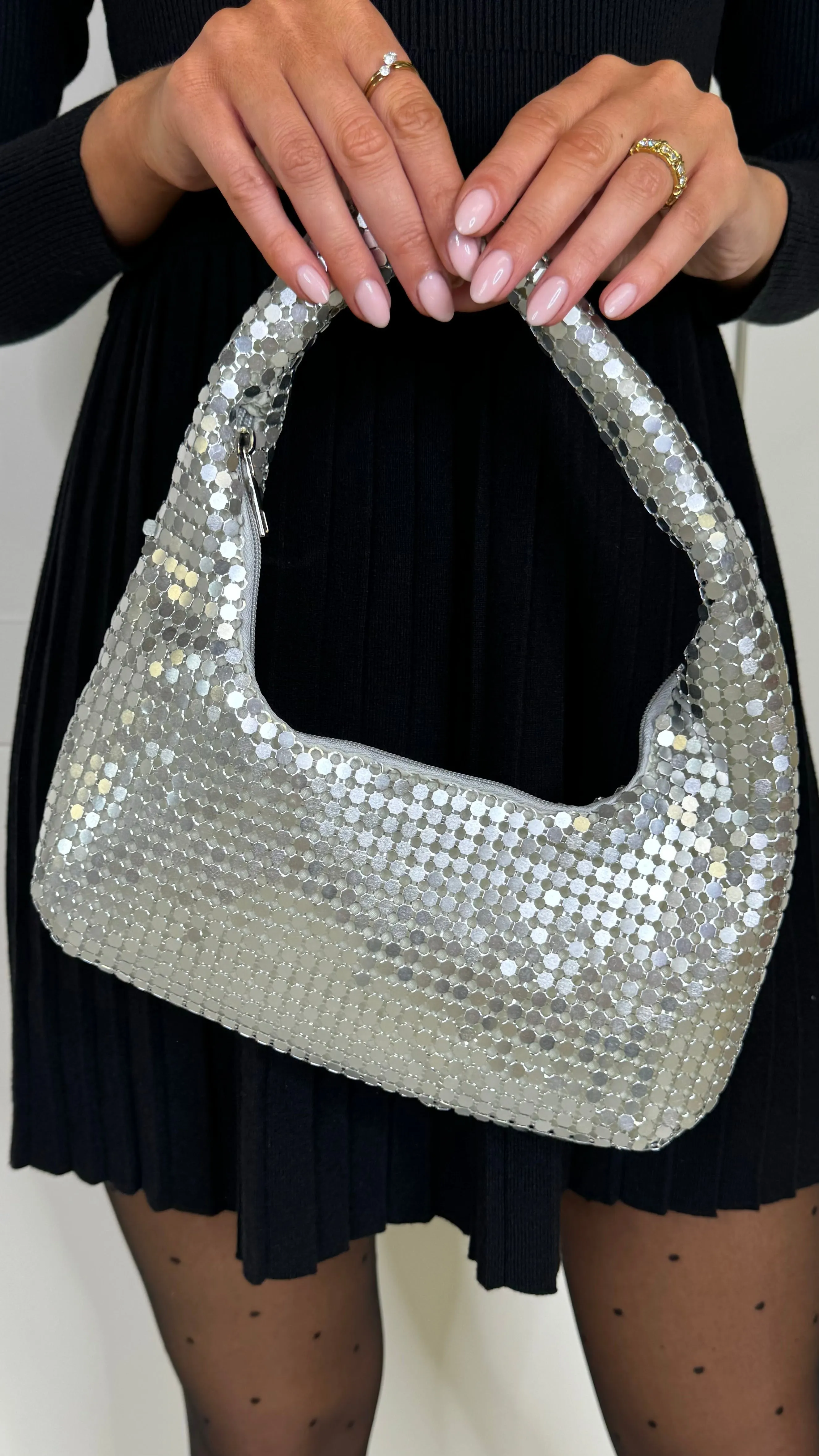 Karsyn Silver Sequin Handbag