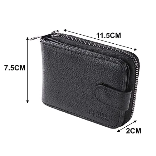 Kuber Industries Card Holder Wallet for Men Women|Debit Credit Card Holder|Wallet for Id, Visiting Card, Buisness Card|RFID Protected|Button & Zipper Closure Wallet|Black (Pack of 2)