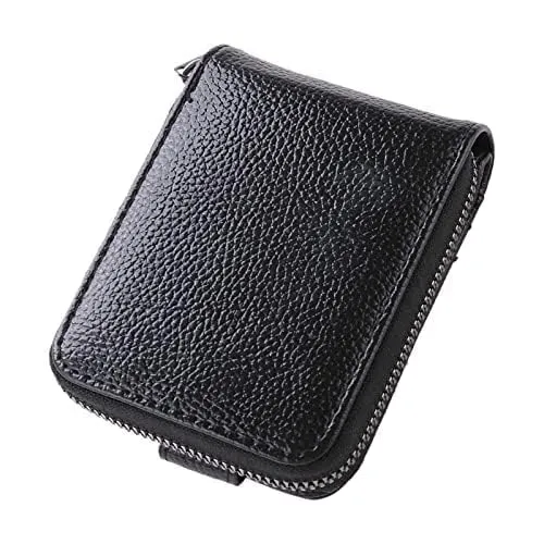 Kuber Industries Card Holder Wallet for Men Women|Debit Credit Card Holder|Wallet for Id, Visiting Card, Buisness Card|RFID Protected|Button & Zipper Closure Wallet|Black (Pack of 2)