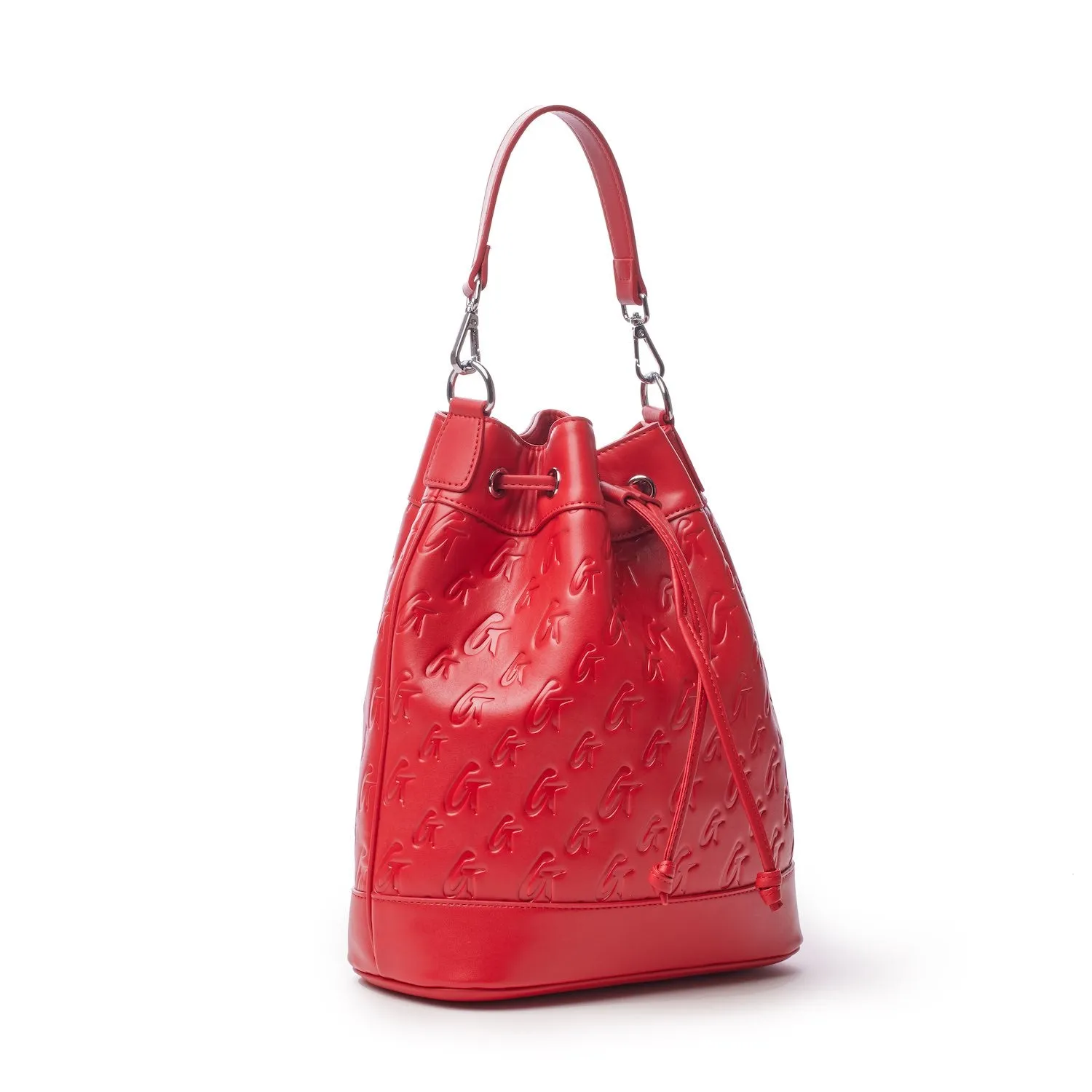 LARGE MONOGRAM BUCKET BAG - RED