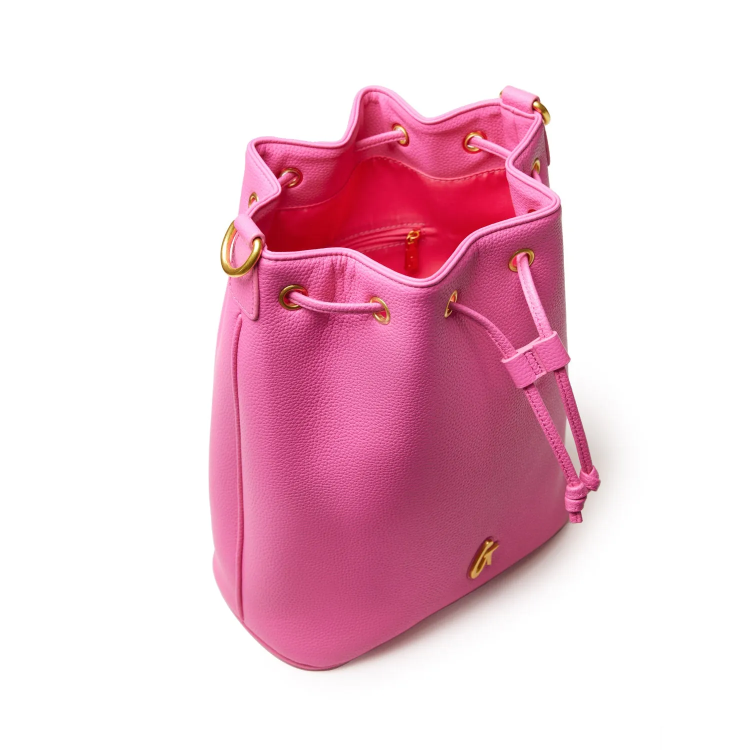 LARGE PEBBLE BUCKET BAG - HOT PINK