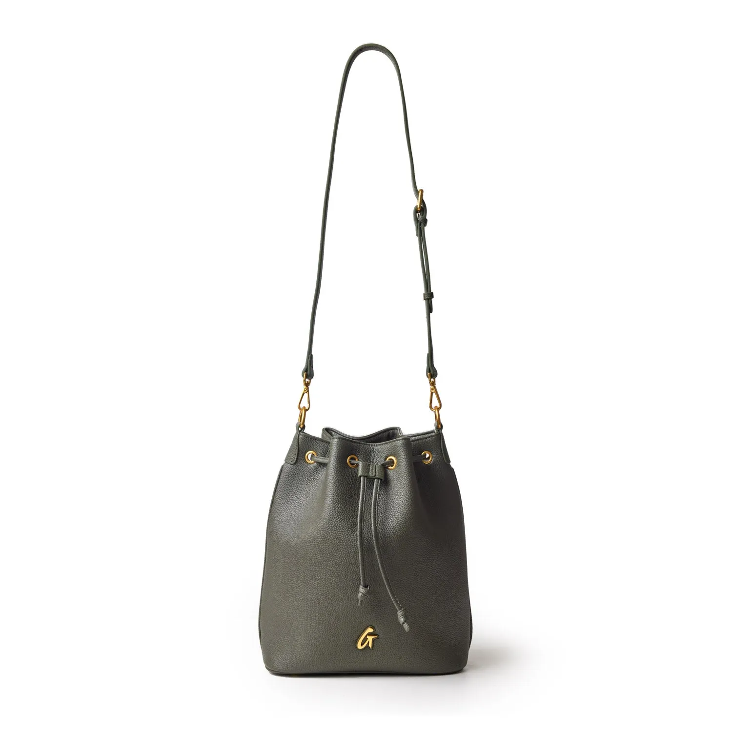 LARGE PEBBLE BUCKET BAG - OLIVE GREEN