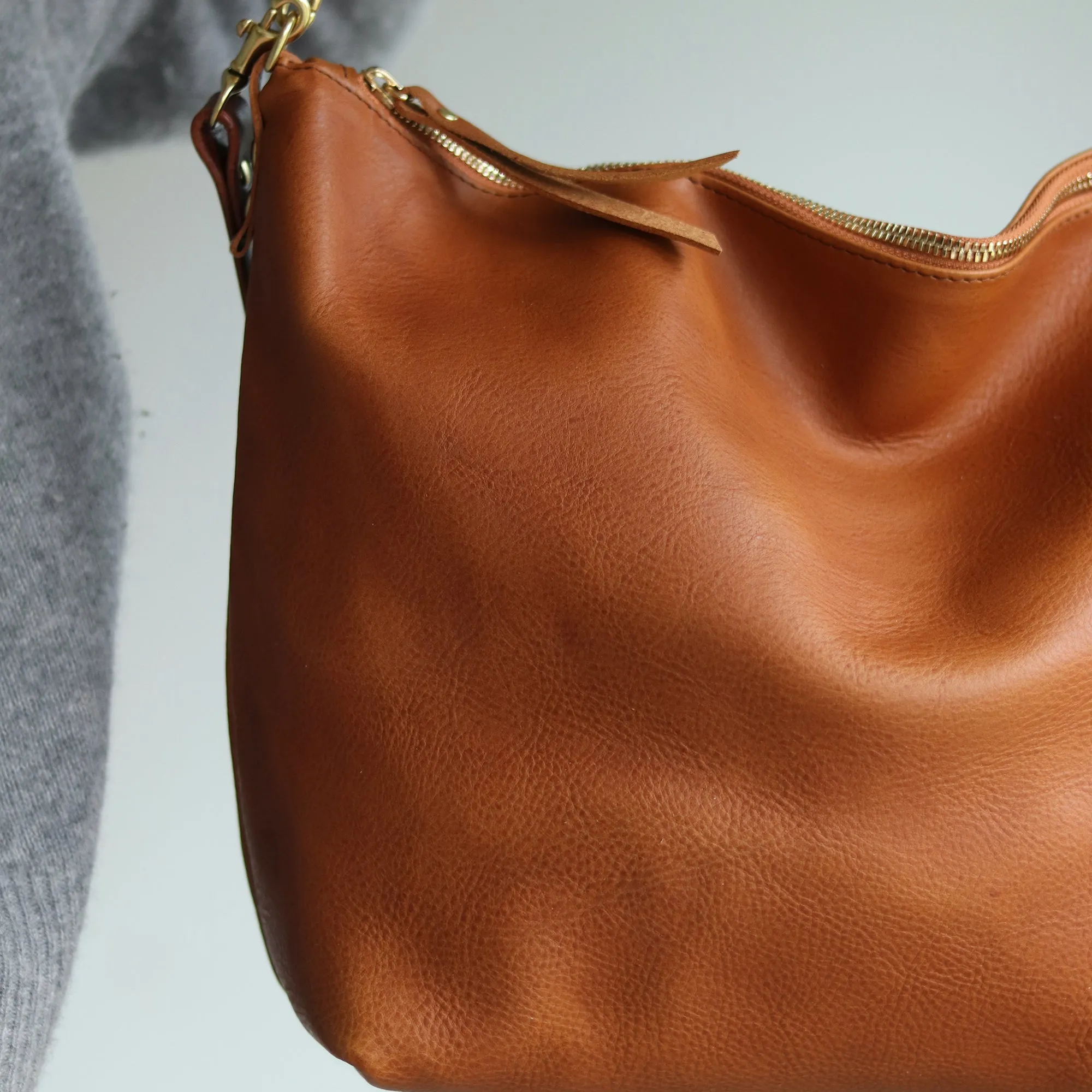 Large Slouchy Hobo Crossbody - Brown Pebble