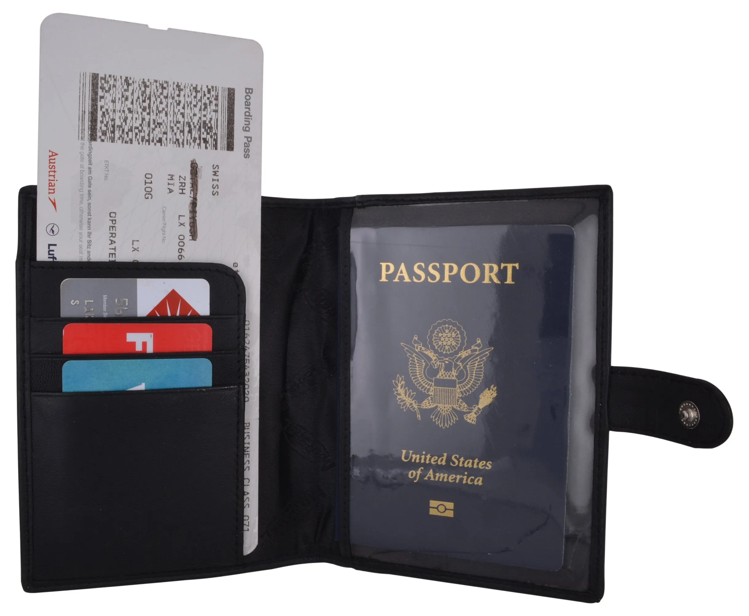 Leather Black Passport Holder Cover Case Wallet USA Embedded Logo Travel U.S Wallets  1051 USA