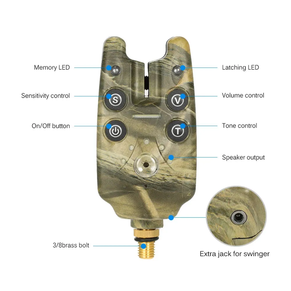 Lixada Fishing Bite Alarms Chain Alert Fishing Swinger Set Digital Fishing Alarm Kit Indicator Fishing Tackle with Zippered Box