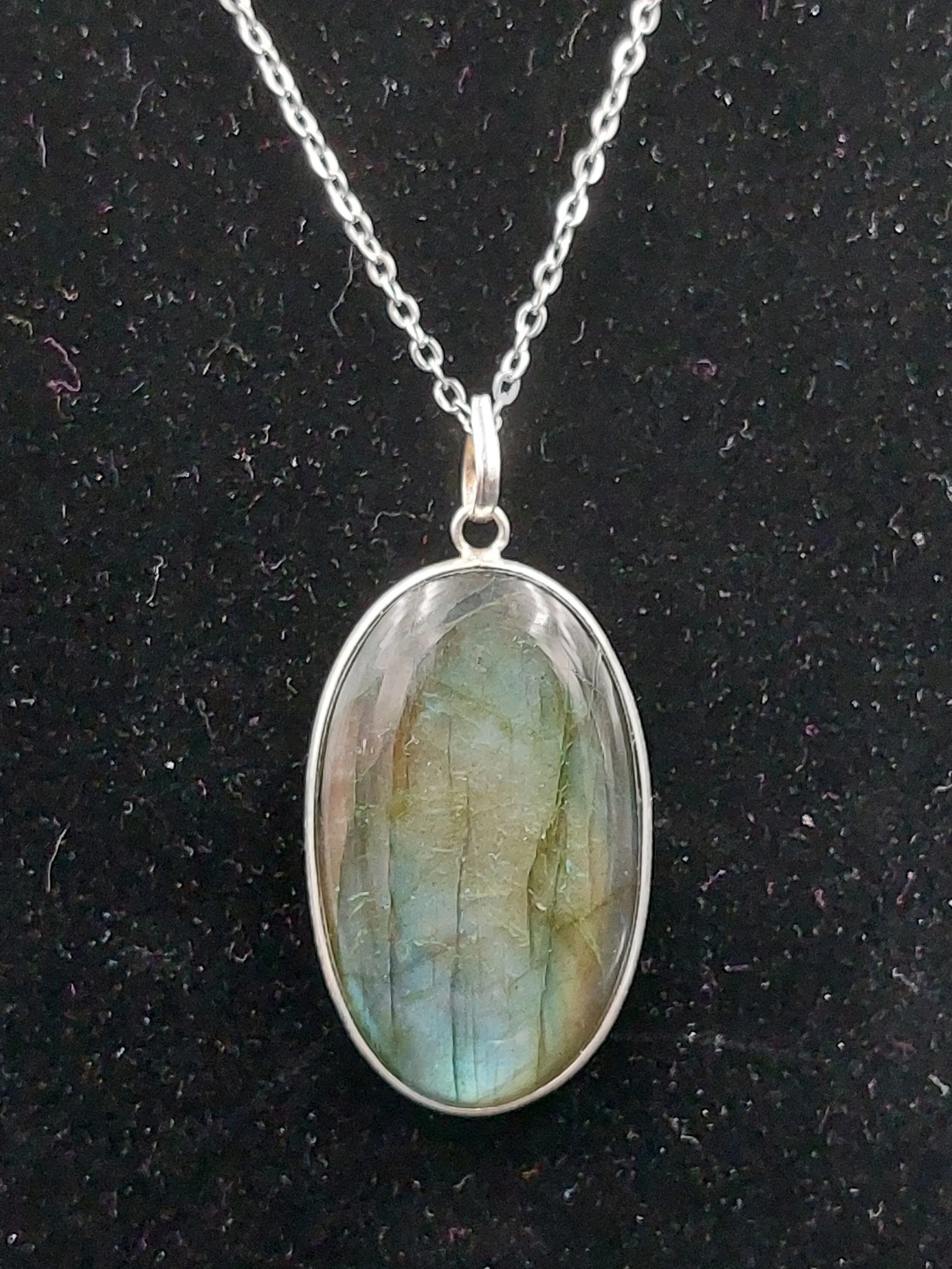 Luxury Labradorite Sterling Silver 925 Pendant Cabochon Cut Healing Crystal Accessories Zodiac Mineral Stone