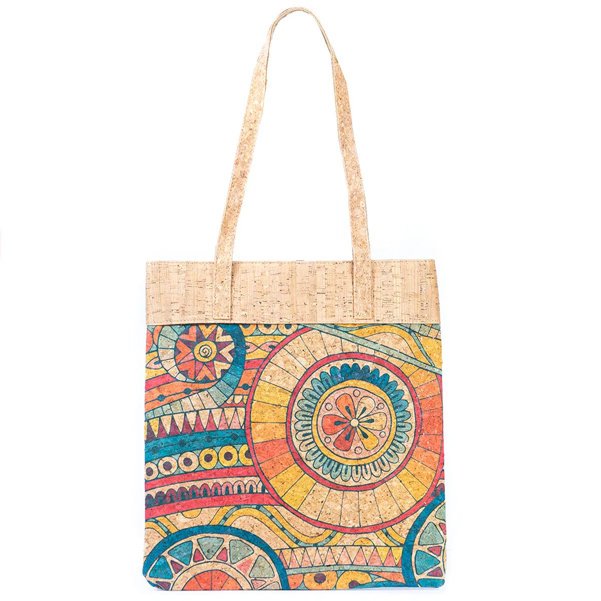 Mandala Print Cork Women's Tote Shopping Bag