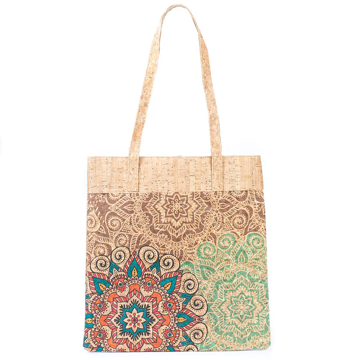 Mandala Print Cork Women's Tote Shopping Bag