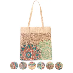 Mandala Print Cork Women's Tote Shopping Bag