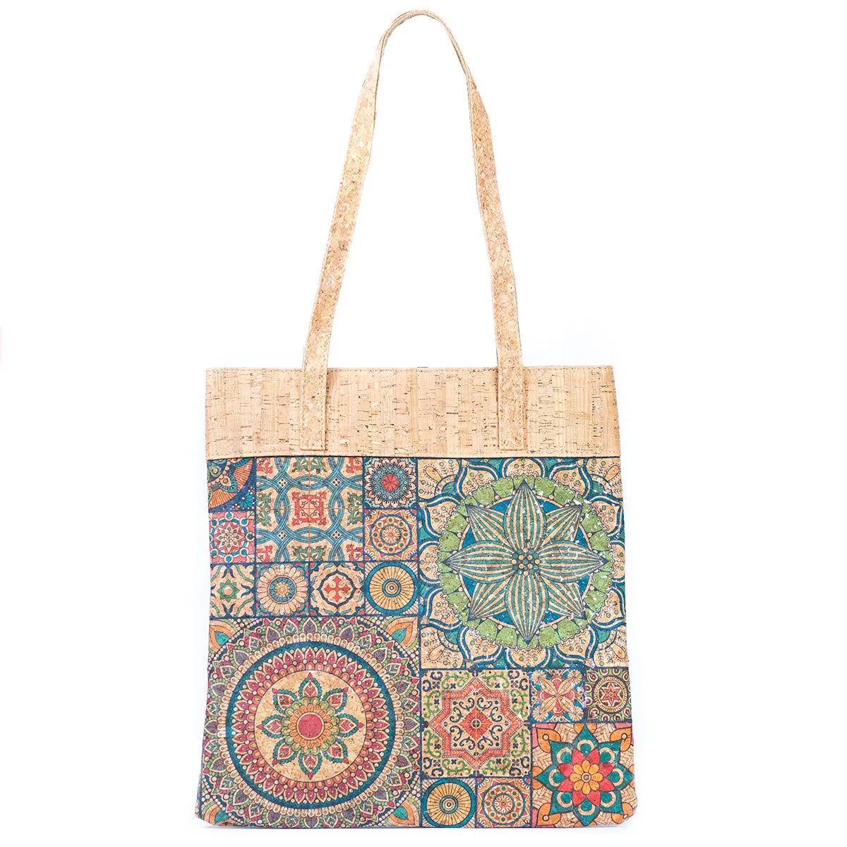 Mandala Print Cork Women's Tote Shopping Bag