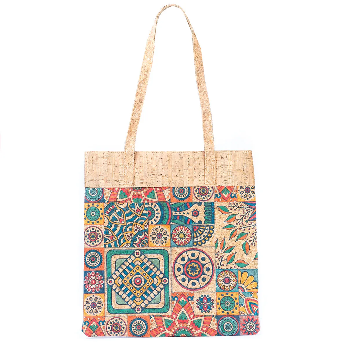 Mandala Print Cork Women's Tote Shopping Bag