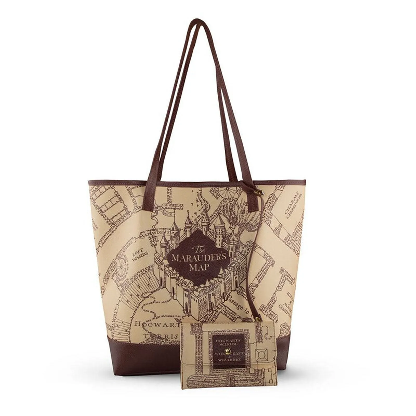 Marauder's Map Shopping Bag And Pouch From Harry Potter in Yellow/Burgandy