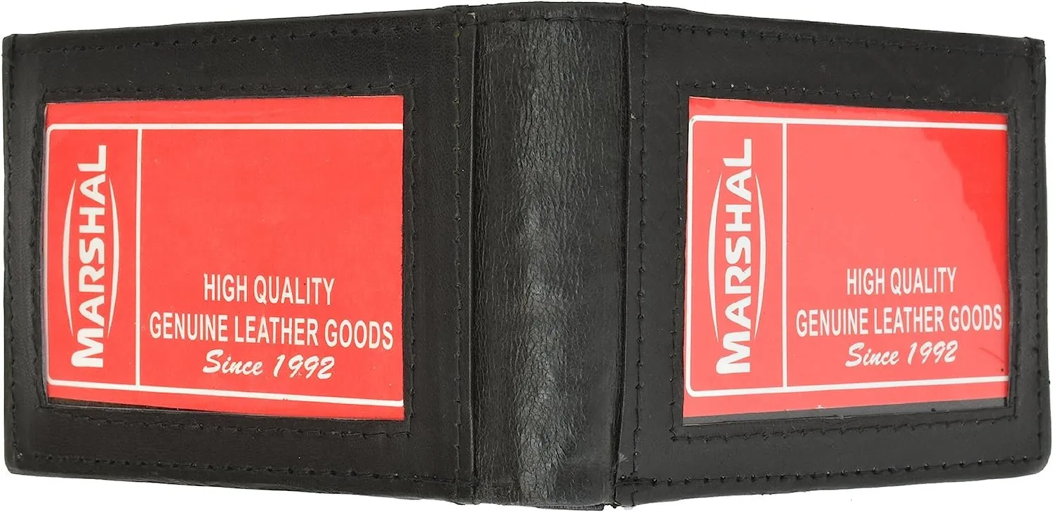 Marshal Center Flap 100% Lambskin Soft Leather ID Credit Card Bifold Wallet