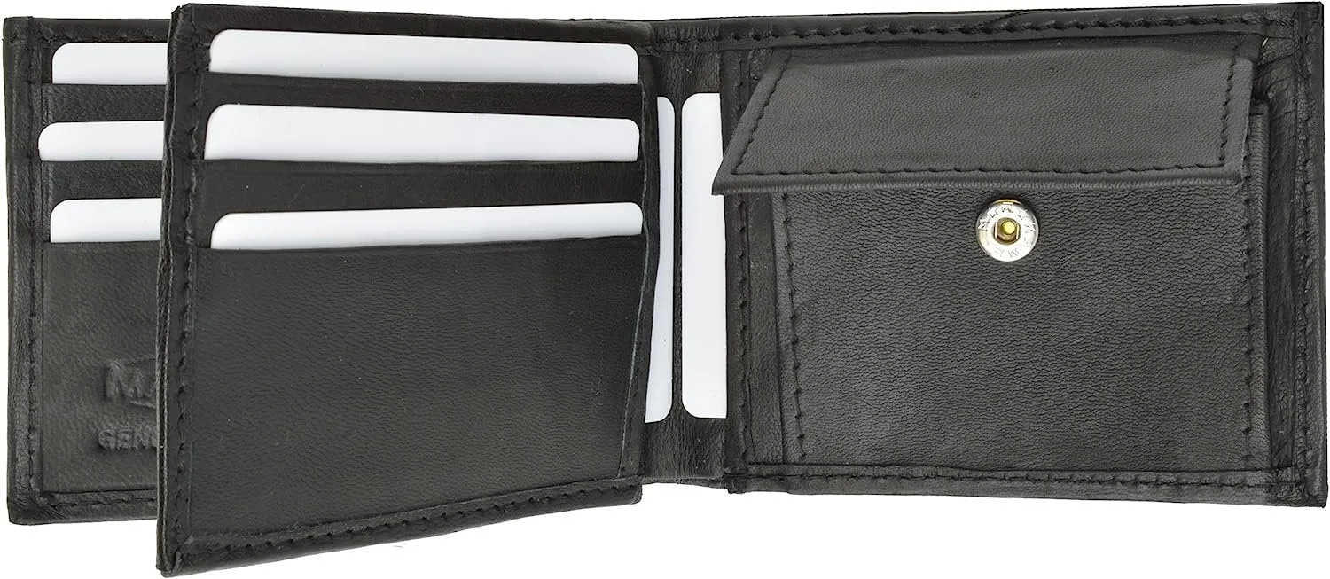 Marshal Center Flap 100% Lambskin Soft Leather ID Credit Card Bifold Wallet