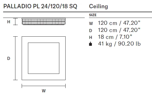 Masiero Palladio - Square Pendant or Flush Fitting