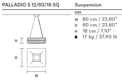 Masiero Palladio - Square Pendant or Flush Fitting