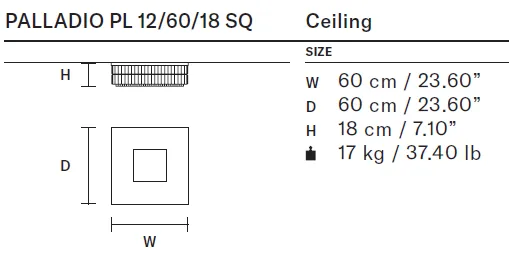 Masiero Palladio - Square Pendant or Flush Fitting