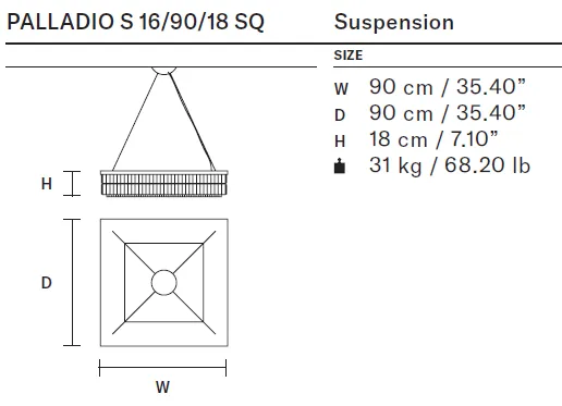 Masiero Palladio - Square Pendant or Flush Fitting